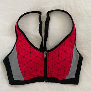 Victorias Secret Sports Bra - 32C - red - adjustable straps - zip front